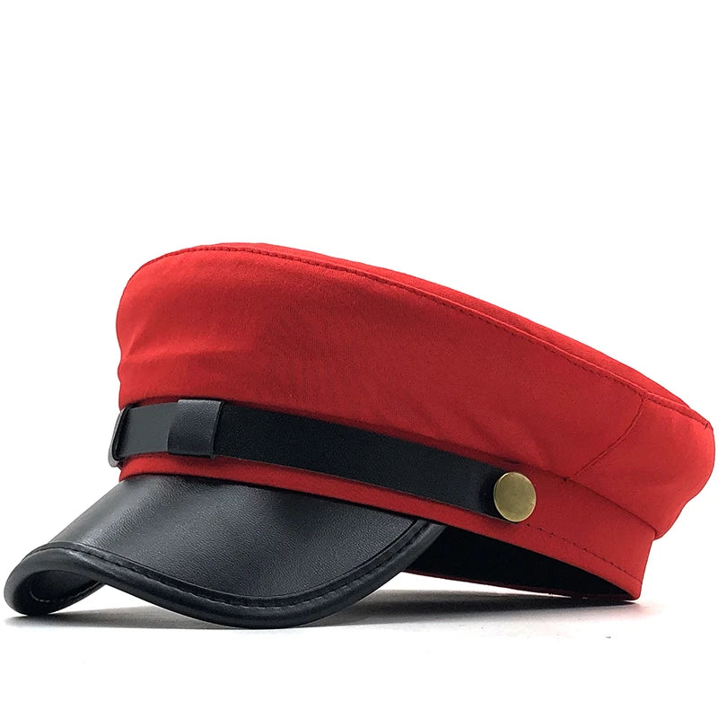 2020 Unisex Flat Beret Cap - Red and Black Navy Hat, Hot Sale Street Style, Suitable for Men and Women