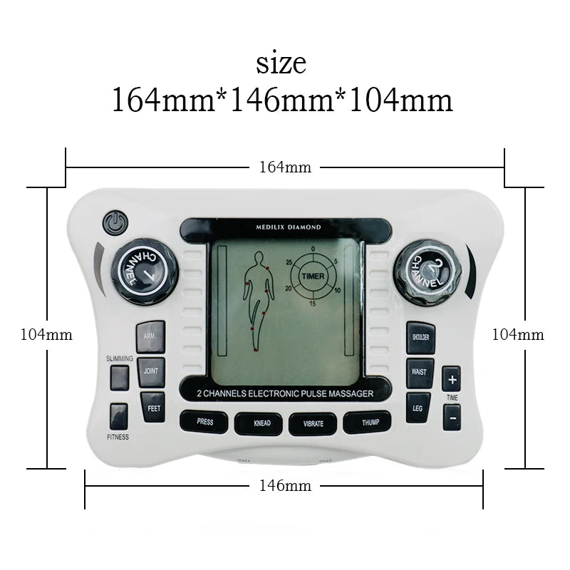 12 Modes Electrical TENS Pulse Massager: EMS Muscle Stimulator for Acupuncture & Physiotherapy - Digital Frequency Fat Burner Machine