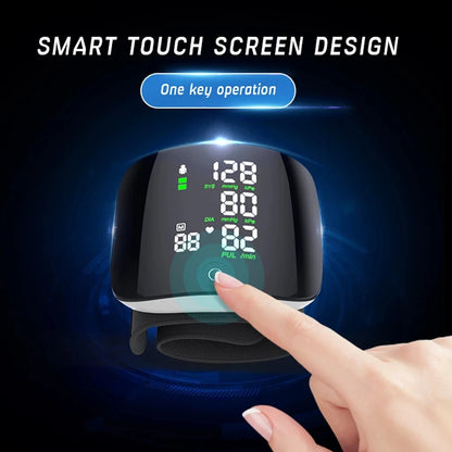 Smart Touch LCD Screen Blood Pressure Monitor – Chargeable Voice Wrist BP Tonometer, Digital Automatic Heart Rate Sphygmomanometer