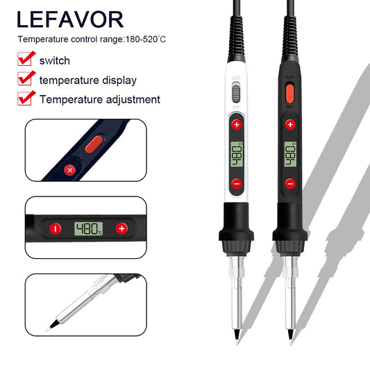 Adjustable Temperature Electric Soldering Iron: 60W/80W Mini Handle Rework Station - Heat Pencil Welding Repair Tools