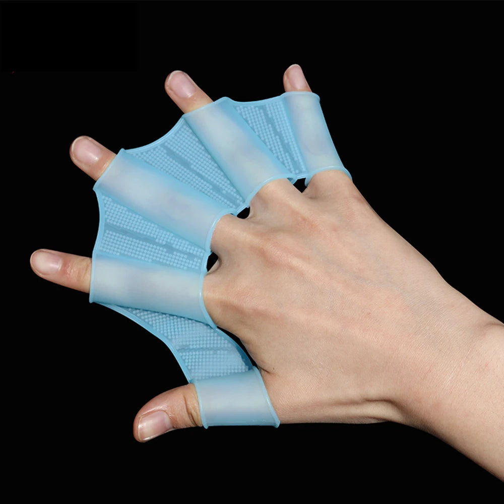 Swimming Fins & Hand Webbed Gloves Set - Silicone Flipper for Men, Women, and Children - Professional Training Equipment