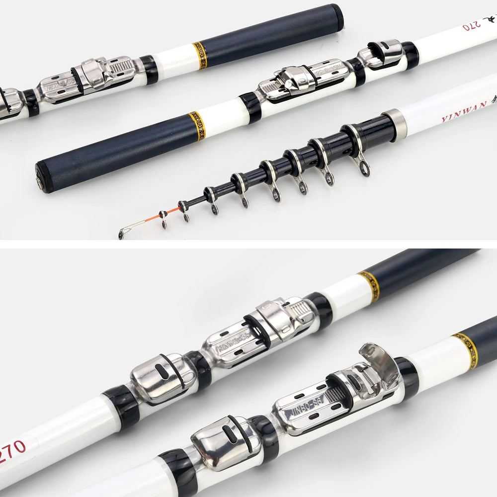 Telescopic Rock Fishing Rod - Spinning Fly Carp Feeder Carbon Fiber Pesca - Mini Travel Rod with Reel Seat (3M, 2.7M, 2.4M, 2.1M, 1.8M, 1.5M)