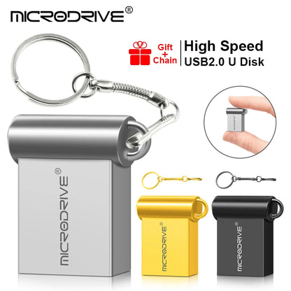 Super Mini 2.0 USB Flash Drive – Real Capacity Metal Pen Drive, Available in 4/8/16/32/64/128GB, Key Ring Memory Stick Gift