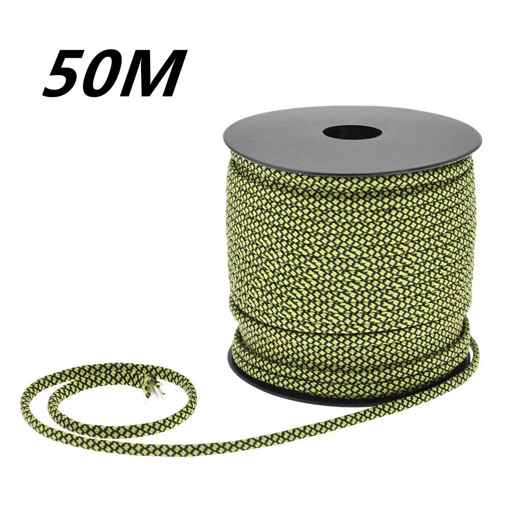 50m Paracord Survival Rope - 4mm 7-Strand Core, Lanyard, Camping, Climbing, Hiking, and Clothesline Cord