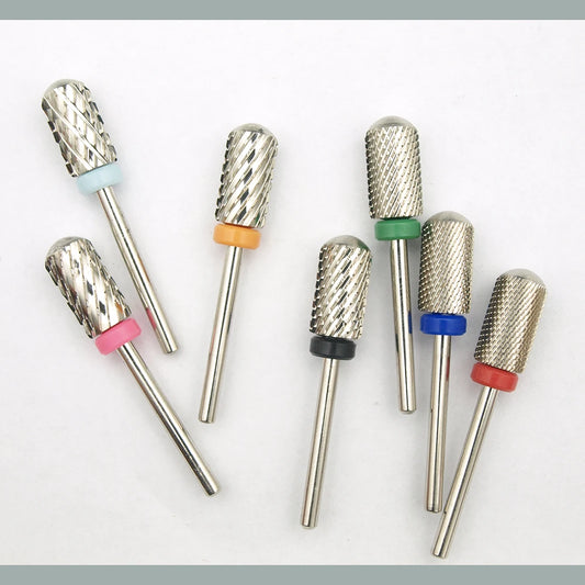 New Silver 6.6mm Big Round Top Barrel Tungsten Steel Carbide Manicure Nail Drill Bit: High-Quality File Accessories