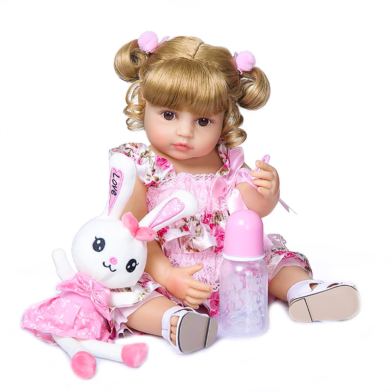 NPK 50CM Full Body Soft Silicone Reborn Toddler Baby Girl Doll - Popular Sweet Face, Birthday & Christmas Gift, High-Quality