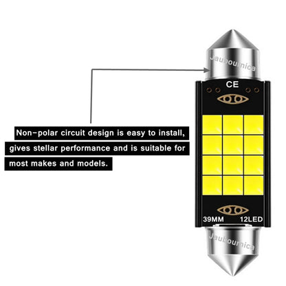 Super Bright LED Festoon Bulbs 31mm/36mm/39mm/41mm C5W C10W C3W - Canbus Car Dome Light - Auto Interior Reading Lamps, White 12V