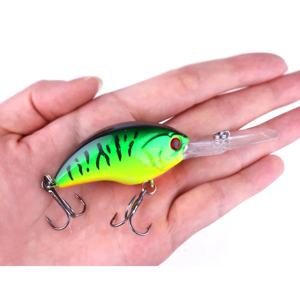 HENGJIA 13G 9CM Fishing Lures | Rock Crank Bait Crankbait Minnow with Bass Treble Hooks | Swim Hard Lure Baits Wobbler with Long Big Tongue