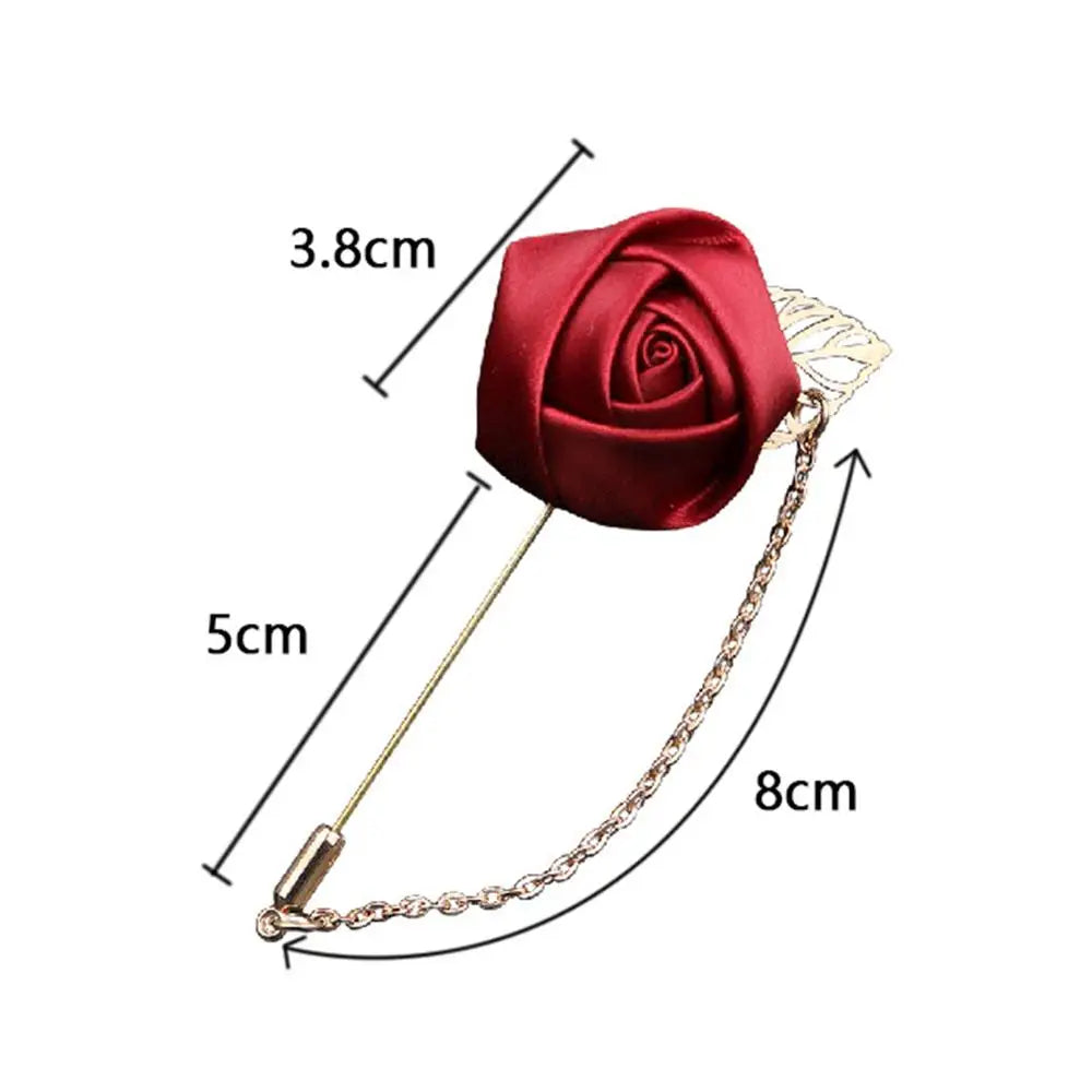 Fabric Ribbon Tie Pin Flower Brooches for Men's and Women's Suits - 19 Colors Available - Stylish Lapel Pins and Suit Accessories