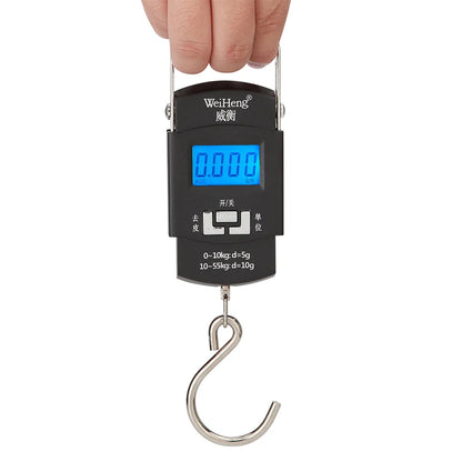 55kg USB Charging Electronic Digital Hanging Hook Travel Scale - Double Precision Luggage Weight Balance for Fishing & Travel