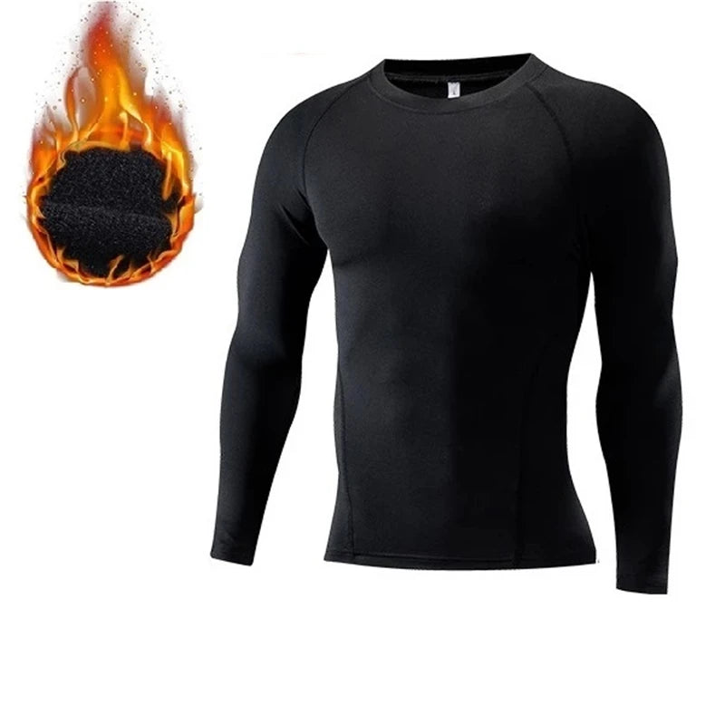 Men's Thermal Undershirts - Thin Fleece Elastic Compression Wear for Winter Sports & Fitness