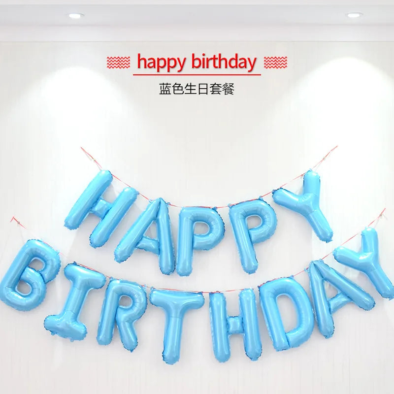 13pcs Happy Birthday Letter Foil Balloons Set - Banner for Baby Shower, Party Decorations, Birthday Cake, Globos, Kids Gift Inflatable Balloons