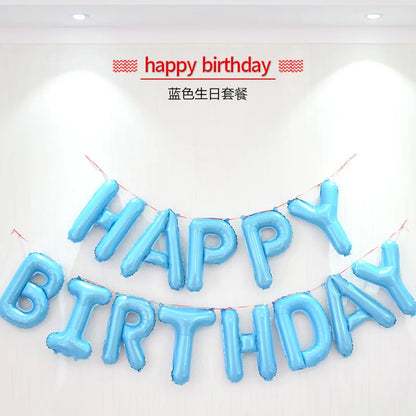 13pcs Happy Birthday Letter Foil Balloons Set - Banner for Baby Shower, Party Decorations, Birthday Cake, Globos, Kids Gift Inflatable Balloons