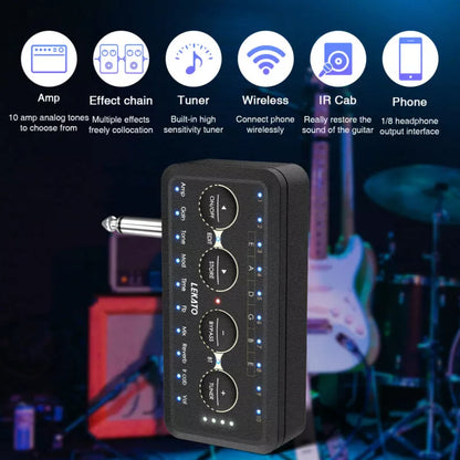 Lekato PA-1 Headphone Mini Amplifier: Guitar Plug Amp Speakers Combo for Acoustic, Electric, and Bass - Enhanced Sound Pedal Board with Delay (Model H8)