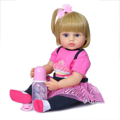 NPK 50CM Full Body Soft Silicone Reborn Toddler Baby Girl Doll - Popular Sweet Face, Birthday & Christmas Gift, High-Quality