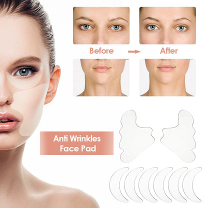 Silicone Wrinkle Removal Stickers - Reusable Face, Forehead, Neck & Eye Pads | Anti-Wrinkle & Anti-Aging Skin Patches | Face Lifting Solution