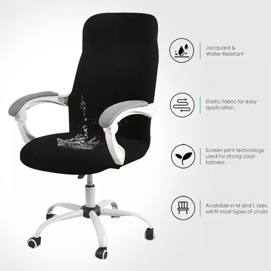 Water-Resistant Jacquard Office Chair Cover | Elastic Armchair Protector for Home | 1-Piece Design