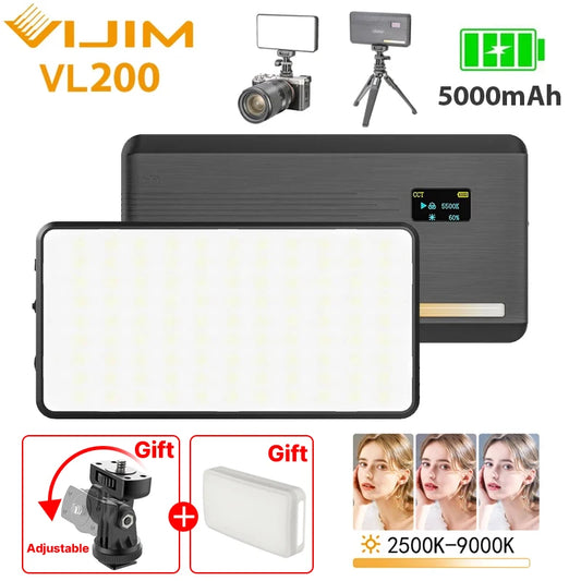 VIJIM Ulanzi VL200 LED Video Light - Soft Diffuser, 360° Ball Head, 5000mAh, 2500-9000K Fill Panel Lamp for YouTube Camera