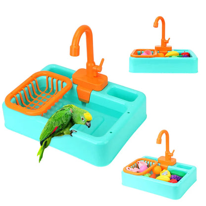 Automatic Parrot Bathtub - Parrot Paddling Pool Bird Feeder with Swimming Pool Faucet, Bath Shower Water Dispenser