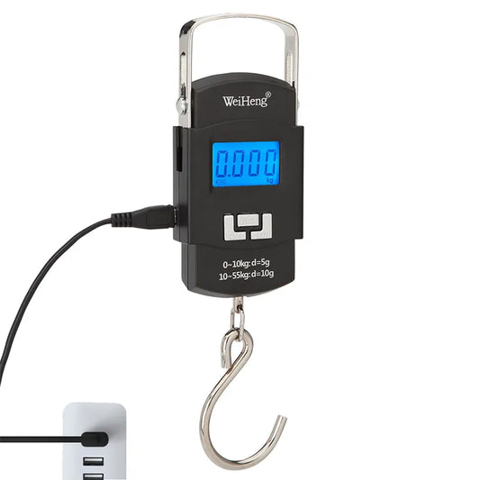 55kg USB Charging Electronic Digital Hanging Hook Travel Scale - Double Precision Luggage Weight Balance for Fishing & Travel