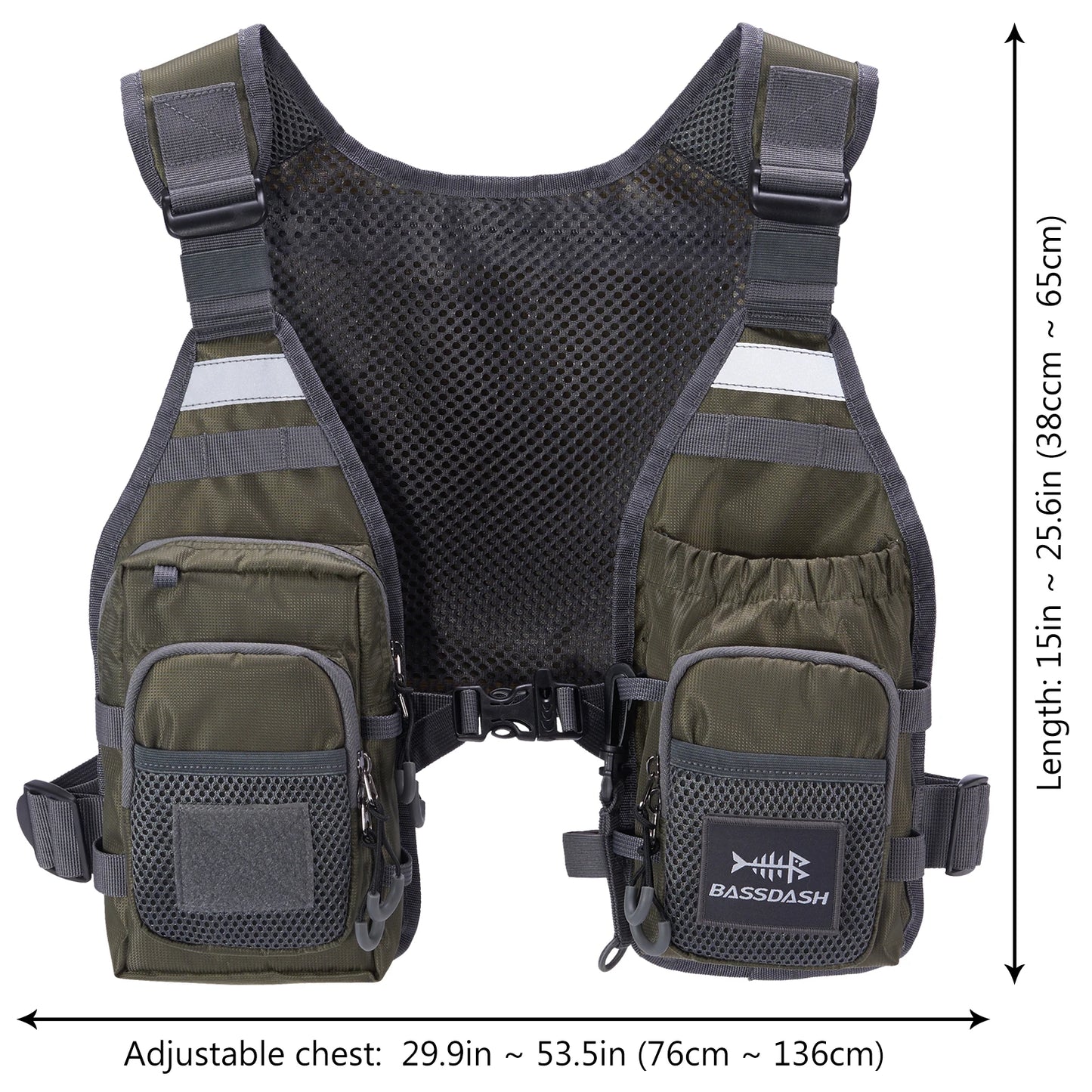 Bassdash FV08 Ultra Lightweight Fly Fishing Vest - Portable Chest Pack for Men and Women, One Size Fits Most