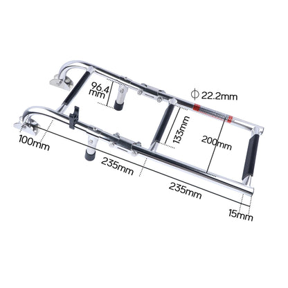 3-Step Stainless Steel Boat Ladder - Transom Mount, Folding Stern Ladder with Gunwale-Mounted Removable Grips