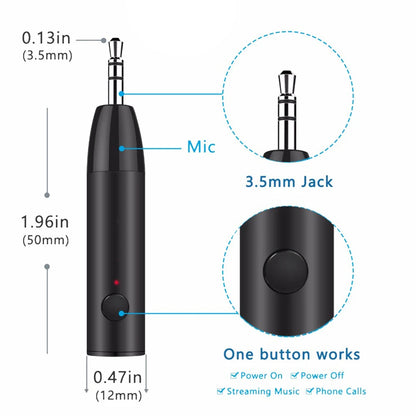 Wireless Bluetooth-compatible 5.0 Receiver - 3.5MM Jack Aux Handsfree Stereo Audio Adapter for Car, Headphone, Speaker