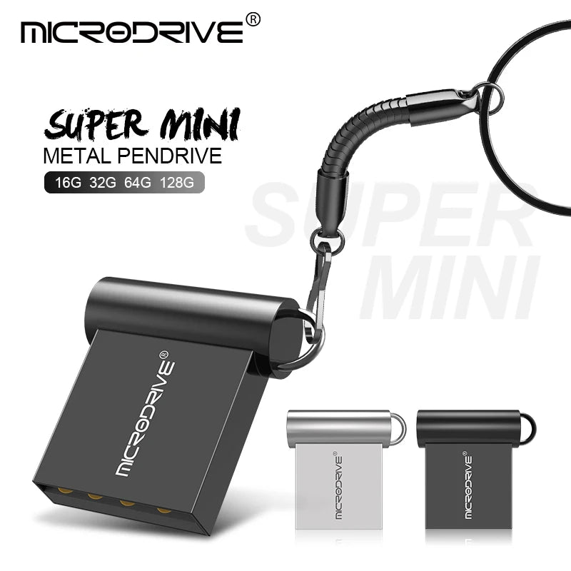 Super Mini 2.0 USB Flash Drive – Real Capacity Metal Pen Drive, Available in 4/8/16/32/64/128GB, Key Ring Memory Stick Gift