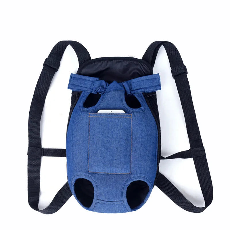 Denim Pet Dog Backpack: Outdoor Travel Carrier Bag for Small Dogs, Cats - Puppy Kedi Carrying Bags