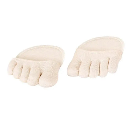 Women's Cotton Sponge Silicone Socks - Anti-Slip Heelless Liner with Invisible Forefoot Cushion - High Heels Foot Pad Socks