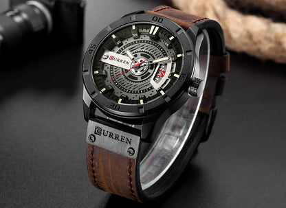 Luxury CURREN Men's Military Sports Watch - Quartz Date Clock, Casual Leather Wrist Watch, Relógio Masculino