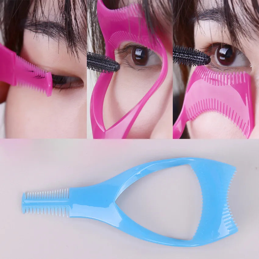 3-in-1 Eyelash Makeup Tools: Mascara Shield Guide, Curler, and Comb - Perfect Cosmetics Curve Applicator for Stunning Lashes