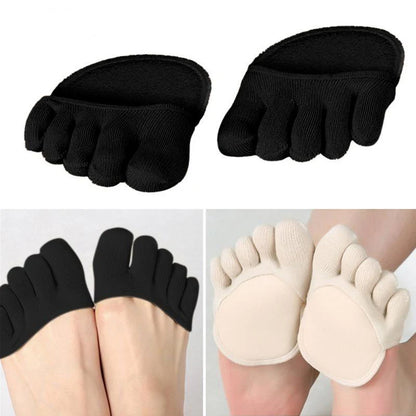 Women's Cotton Sponge Silicone Socks - Anti-Slip Heelless Liner with Invisible Forefoot Cushion - High Heels Foot Pad Socks