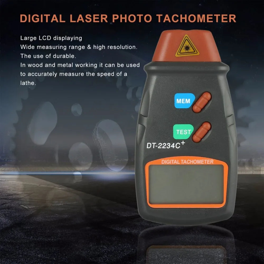 Kebidumei Digital Laser Tachometer Hour Meter | Non-Contact Motor Lathe Speed Gauge | Diagnostic Tool | Revolution Spin RPM Meter