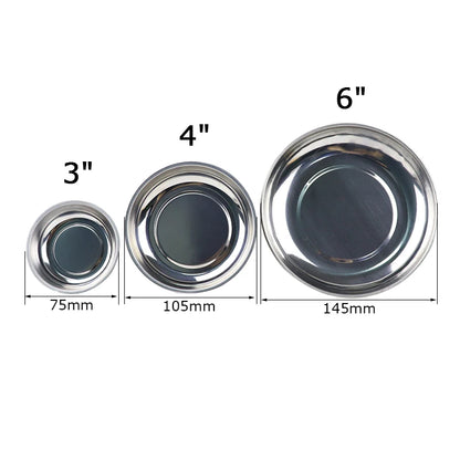 Magnetic Parts Bowl - Stainless Steel Tools Tray for Screw Storage, Auto Suction Pad Tools - Available in 3", 4", and 6" Sizes