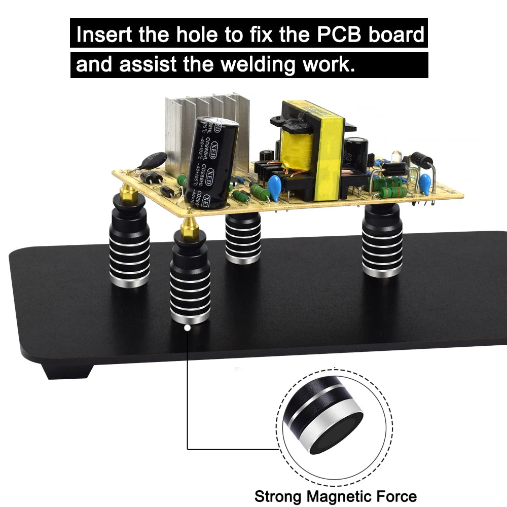 NEWACALOX Third Pana Hand Hot Air Gun Frame - PCB Board Holder, Heat Gun Stand, Soldering Tool with 3X LED Magnifying Glass