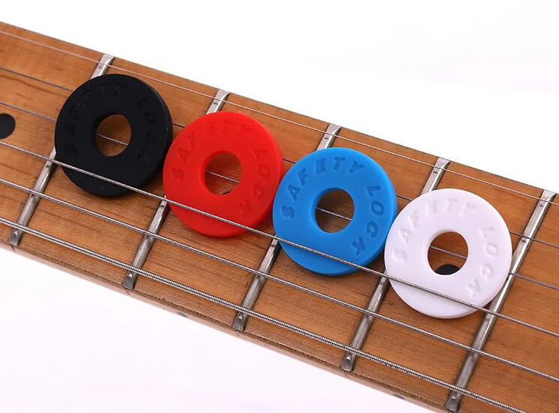 4pcs/Lot Rubber Electric Guitar Strap Locks - Secure Bass Guitar Strap Locks - Guitar Parts & Accessories