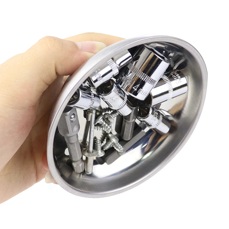 Magnetic Parts Bowl - Stainless Steel Tools Tray for Screw Storage, Auto Suction Pad Tools - Available in 3", 4", and 6" Sizes