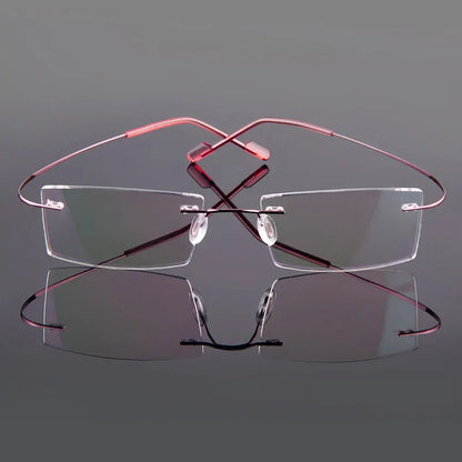 Gmei Optical Rimless Glasses Frame - Ultralight Memory Alloy Eyeglasses, Flexible Prescription Frames in 9 Colors (T8089)