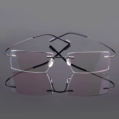 Gmei Optical Rimless Glasses Frame - Ultralight Memory Alloy Eyeglasses, Flexible Prescription Frames in 9 Colors (T8089)