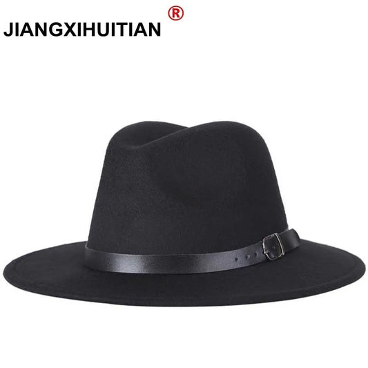 2022 Fashion Fedora Hat for Men & Women - Black Wool Blend Jazz Cap, Outdoor Casual Hat in X & XL Sizes