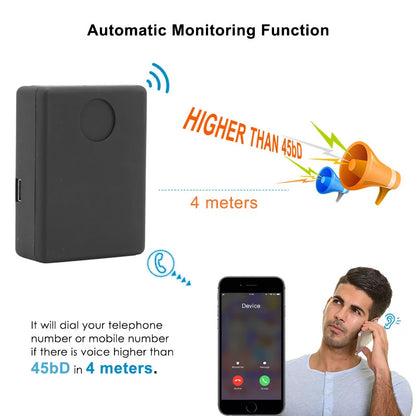 GSM Listening Device – Mini Acoustic Alarm Monitor, Quad Band Voice Surveillance System with 2 Mics, Two-Way Auto Answer