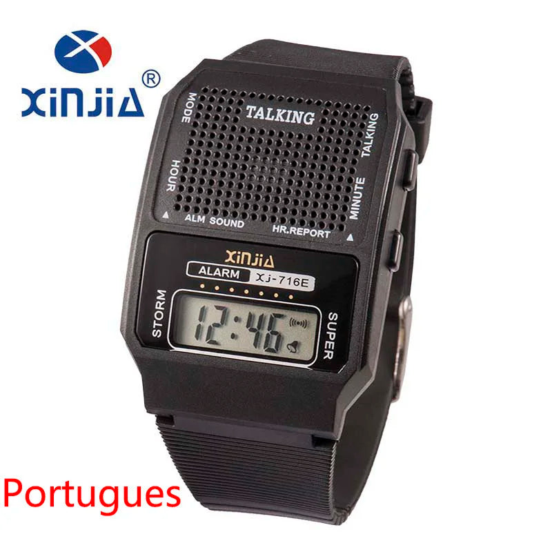 Talking Watch for the Blind and Elderly – Digital Sports Wristwatch with Spanish and Portuguese Voice for Men and Women