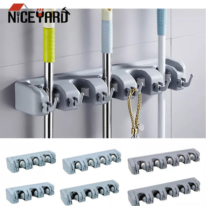 Multi-Functional NICEYARD Wall Mounted Broom and Mop Holder - Magic Plastic Tool Organizer for Bathroom and Kitchen, Available in 3 Styles