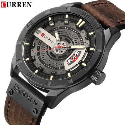 Luxury CURREN Men's Military Sports Watch - Quartz Date Clock, Casual Leather Wrist Watch, Relógio Masculino