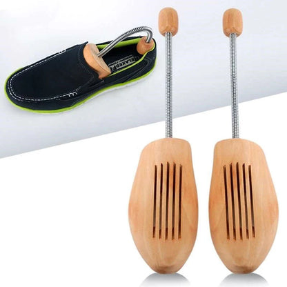 Adjustable Wooden Shoe Trees - Unisex High-Grade Spring Shoe Stretchers for Maintaining Shape and Preventing Distortion