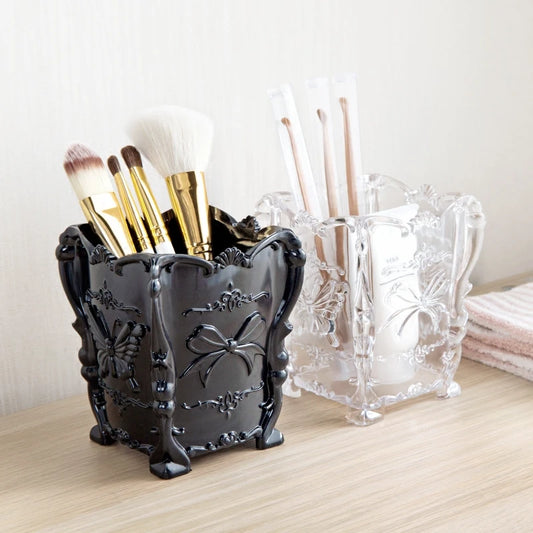 Creative Retro Cosmetics Storage Box – Plastic Organizer for Makeup Brushes and Daily Essentials on Your Dressing Table