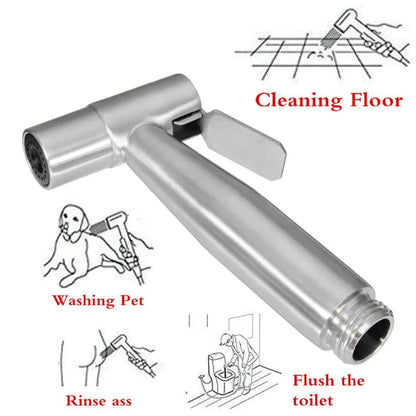 Premium Stainless Steel Bathroom Bidet Sprayer - Small Pressure Shattaf with Shower Head for Flushing and Cleaning, Model 0714-1