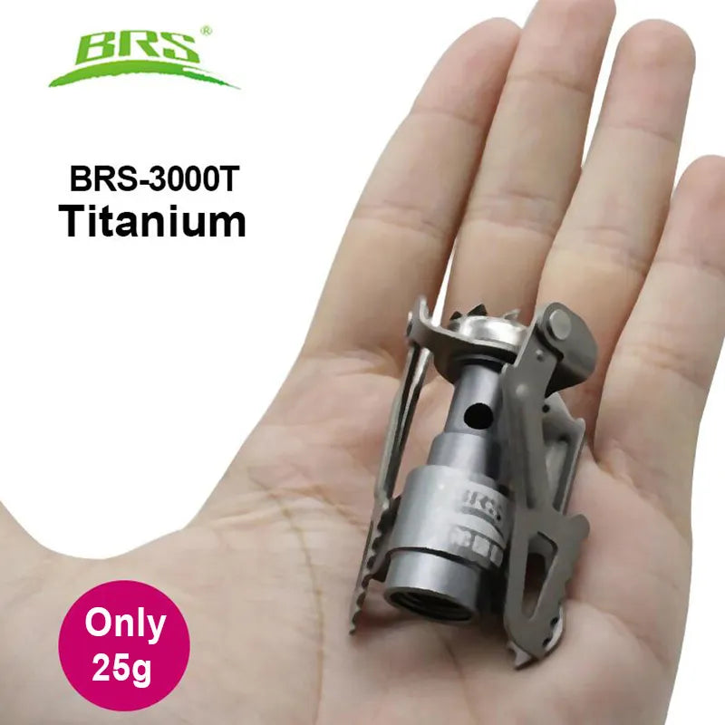 BRS-3000T Outdoor Gas Stove - Portable Mini Titanium Camping Gas Burner - Survival Furnace for Pocket Picnic Cooking