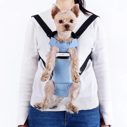 Denim Pet Dog Backpack: Outdoor Travel Carrier Bag for Small Dogs, Cats - Puppy Kedi Carrying Bags